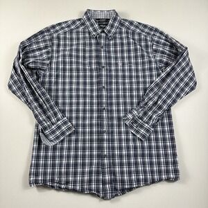 Ariat‎ Shirt Mens Large Blue Plaid Relentless Flip Cuff Button Down Long Sleeve